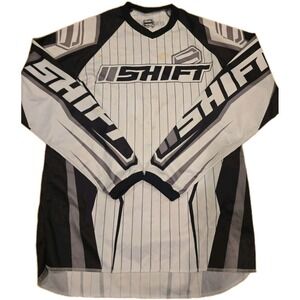 Vintage SHIFT Motocross Jersey Size M White Black Pinstripe Dirt Bike MX BMX...